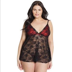 Red and Black Plus Size Babydoll